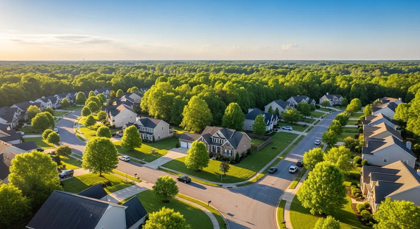 Hinesville GA neighborhood aerial view
